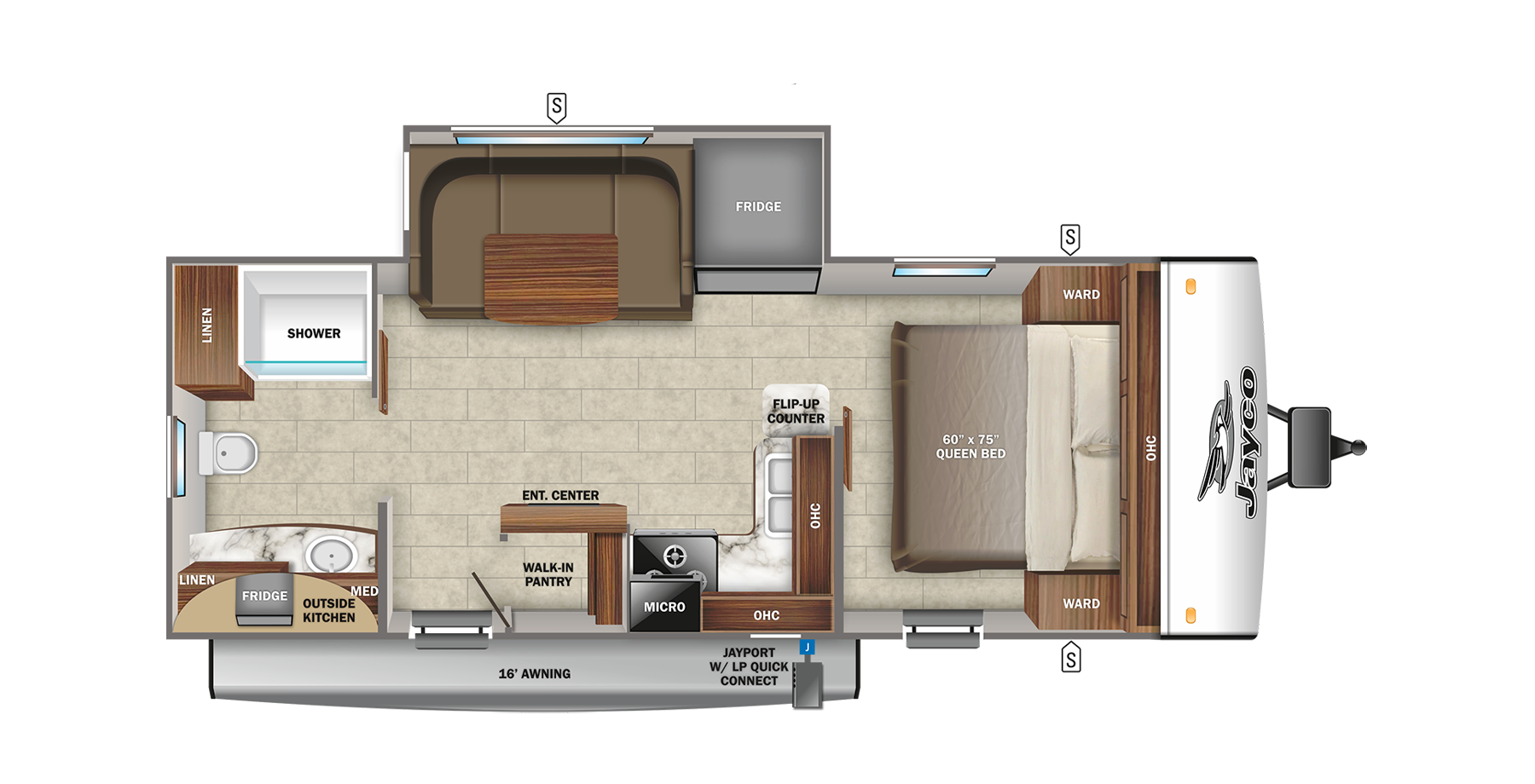 2022 JAYCO FEATHER 22RB, , floor-plans-day image number 0